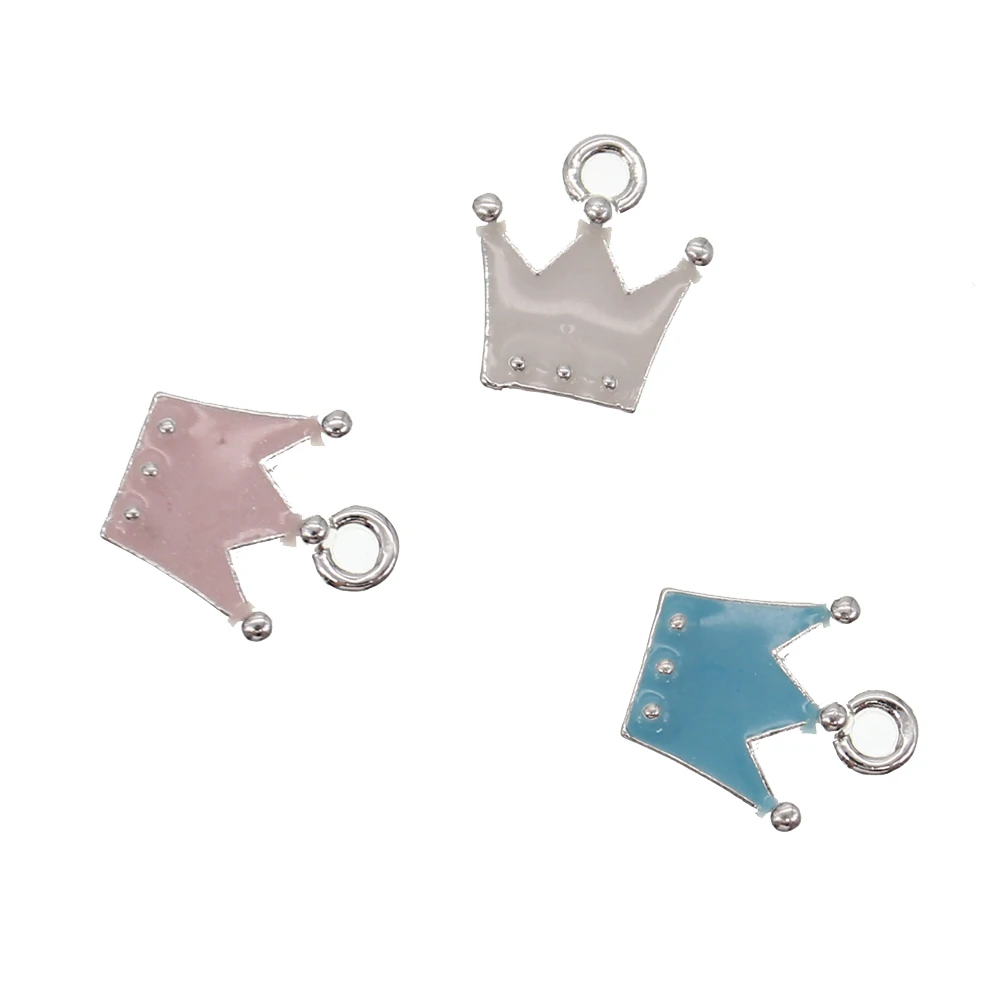 

20pcs /Lot Cute Small Baby Pin Charms For Kids Gold Silver Plated Mini Alloy Enamel Muslim Islamic Crown Shape Charms
