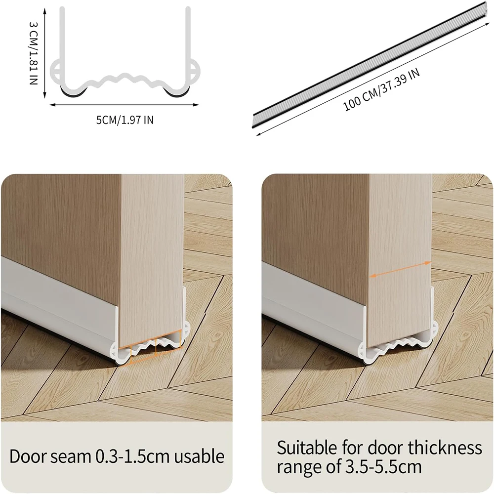 1-4pcs Silent Door Seal Strip PVC Flexible Washable Wear-resistant Weather Strip Windproof Dustproof Triple Sealing with Brush