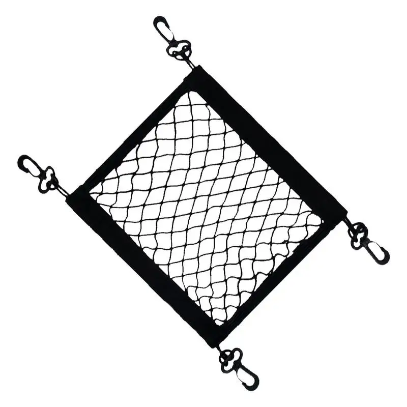 30x30cm Car Trunk Storage Net Bag With 4 Hooks Elastic Polyester Bungee Net Motorcycle Storage Helmet Tank Luggage Mesh Web