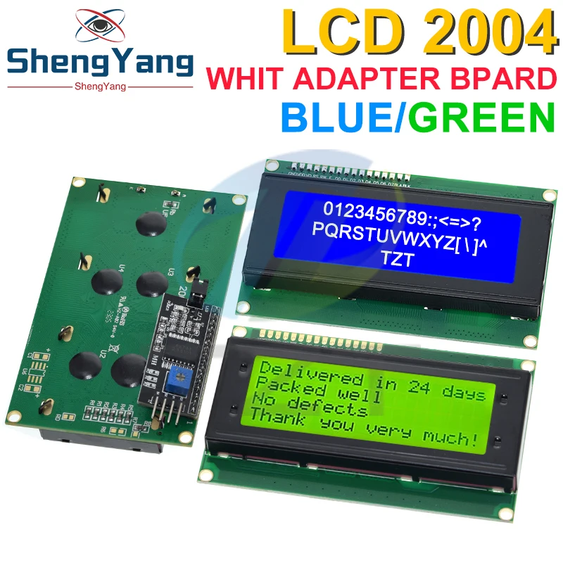 TZT IIC/I2C/TWI 2004 Serial Blue Green Backlight LCD Module For Arduino UNO R3 MEGA2560 20 X 4 LCD2004