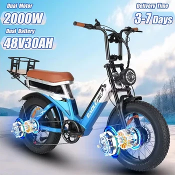 Baolujie DP2033 Electric Bicycle 2000W Dual Motor 48V30AH Lithium Battery E-bike 20*4 Inch Fat Tire Mountain Cargo Electric Bike 1