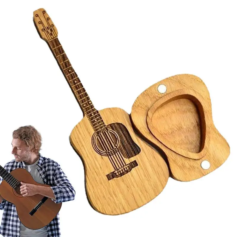

Толстый гитарный шкатулка, акустическая искусственная кожа, деревянная гитарная коробка для хранения в форме гитары для учителя музыки