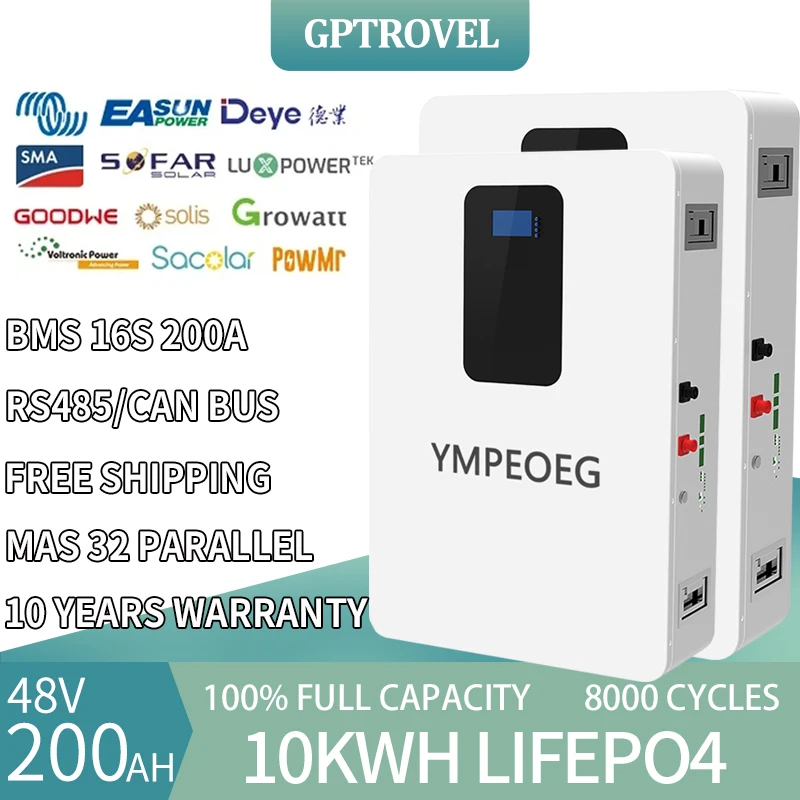 

48V Brand New Grade A 50Ah/100Ah/200Ah LiFePO4 Battery Pack 100% Full Capacity 8000 Cycles Built-in BMS Power Energy Storage