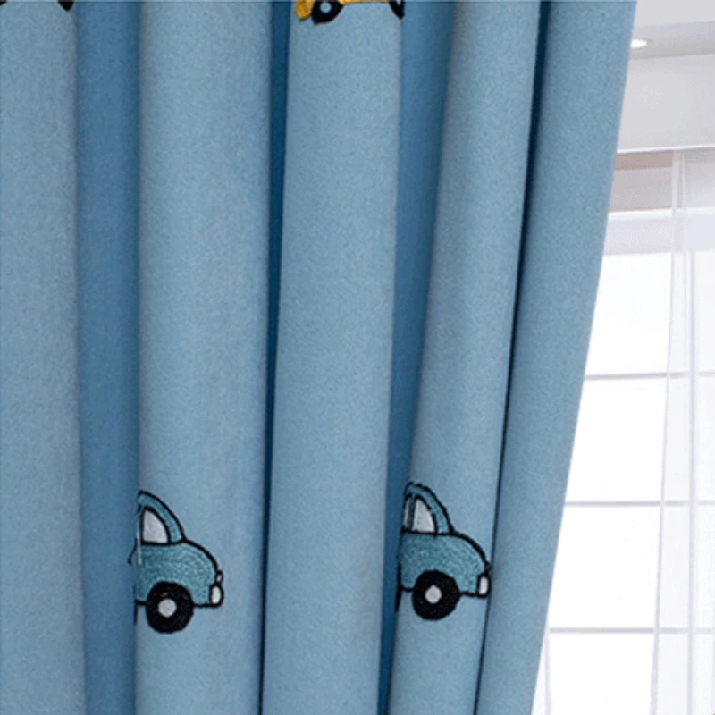 

Korean Cartoon Car Boys Bedroom Embroidered Blackout Curtains for Children's Rooms Curtains for Living Dining Room Bedroom Lp