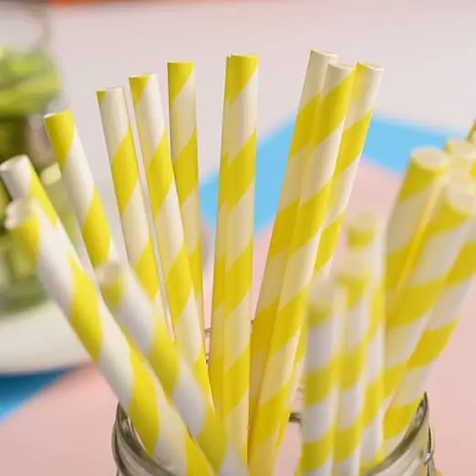 6mmx197mm 25pcs paper straws yellow and white striped durable lemonade Bubble tea straws party favours decorations disposable paper straws