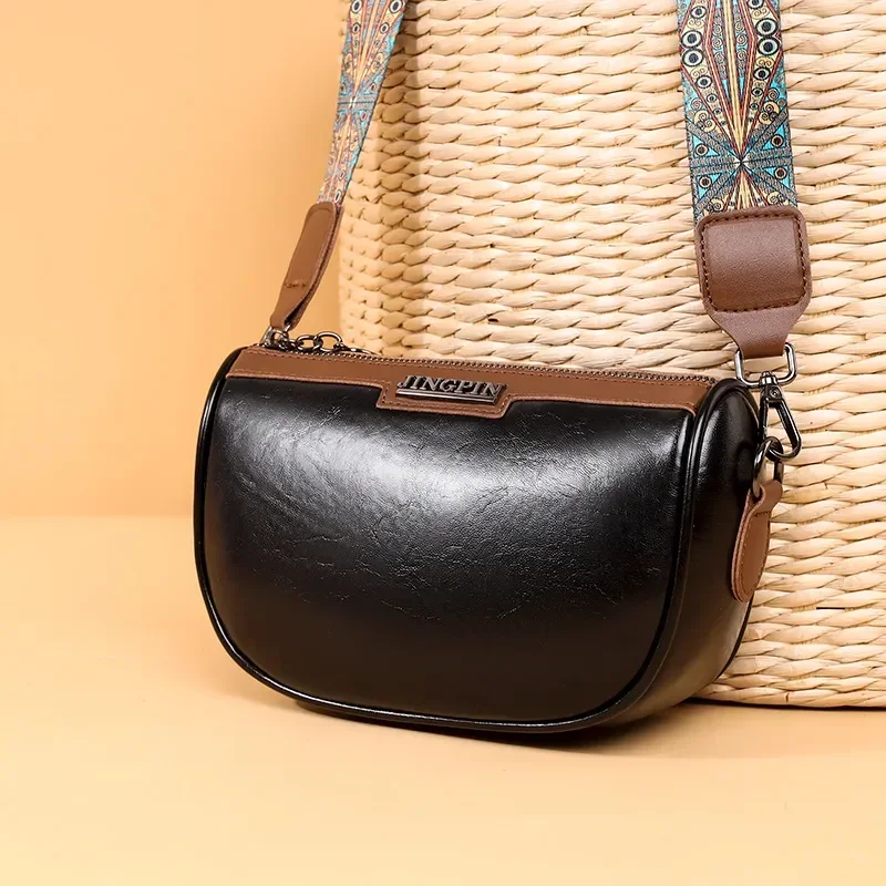 

Luxury Oil Wax Genuine Leather Ladies Handbags Fashion Women Shoulder Bags Vintage Solid Color Cow Leather Female Crossbody Sac