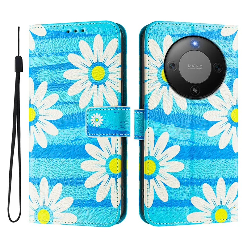 Vintage Floral Leather Wallet Case with Magnetic Flip Cover