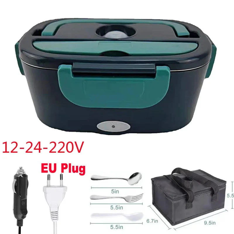  Dicorain Fiambrera eléctrica, 80 W 1.8 L con calefacción para  camiones/coche/oficina/hogar/trabajo, 12/24/110 V, 3 en 1, calentador de  alimentos portátil con contenedor SS extraíble, tenedor y cuchara : Hogar y  Cocina