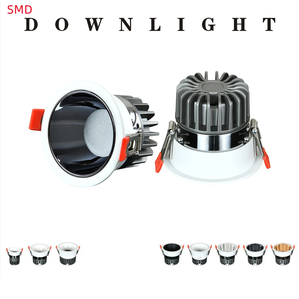 downlights High Quality Aluminum Enclosure Ceiling Recessed SMD 7W 9W 10W 12W 15W 18W 20W 24W LED Downlight for Commercial Home Lighting flush mount ceiling light