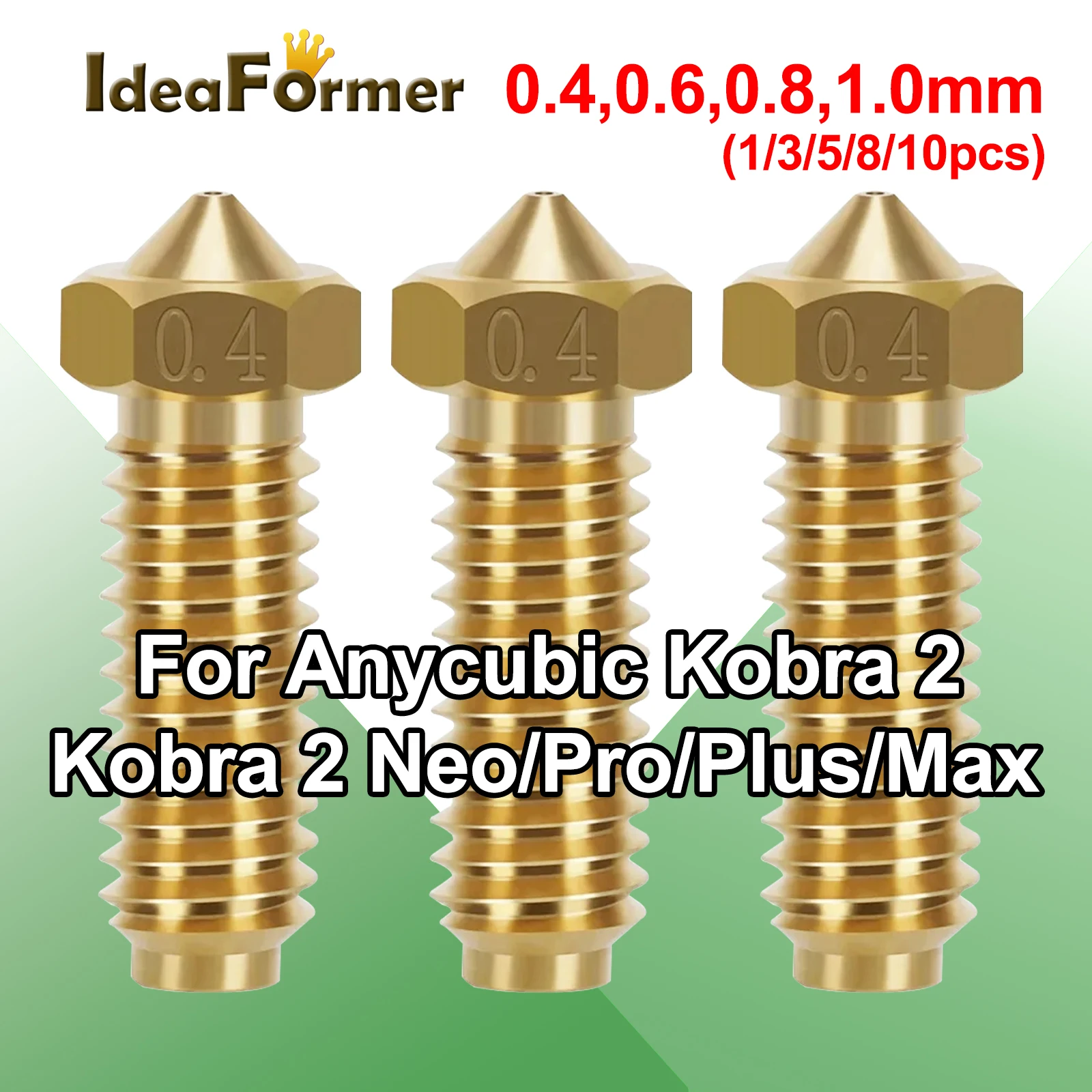 Ugelli Ottone 0.4 0.6Mm Ugelli Stampante 3D Per Anycubic Kobra 2 Ugelli Vulcano Per Kobra2/ Kobra2 Pro/Kobra2 Max/ Kobra2 Plus