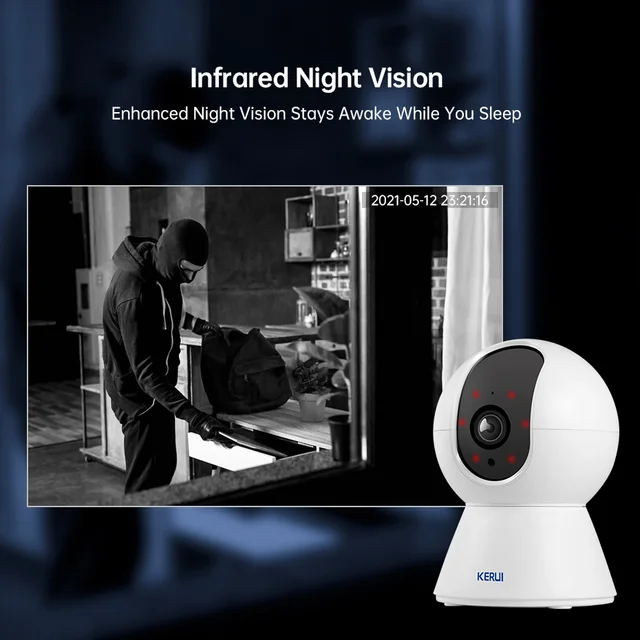 Caméra IP WiFi Intelligente KERUI 5MP K259 pour Intérieur, Compatible Tuya, Surveillance Domestique CCTV, Suivi Automatique, Vision Nocturne IR 1