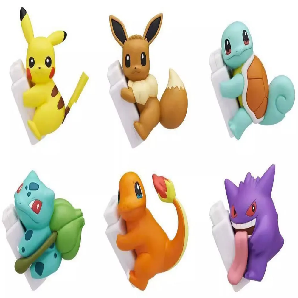 Cute Pokemon Figures Hug Wire Clip Pikachu Charmander Eevee Gengar Pocket Monster Anime Kawaii Collectible Charm Dolls Toys Gift