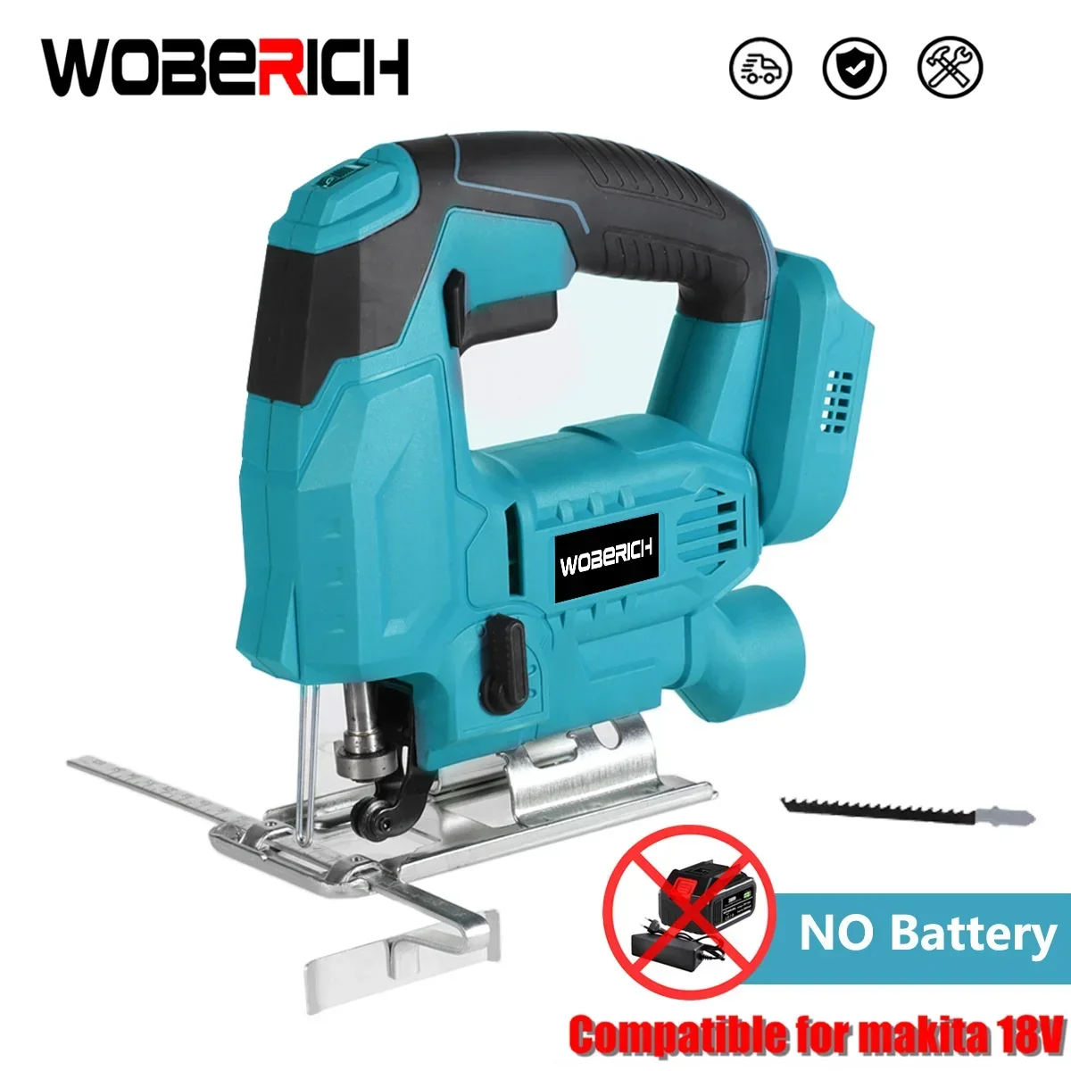 65mm 18V Cordless Jigsaw Electric Jig Saw Blade Adjustable Woodworking LED 6 Gear Speed Power Tool for Makita 18V Battery