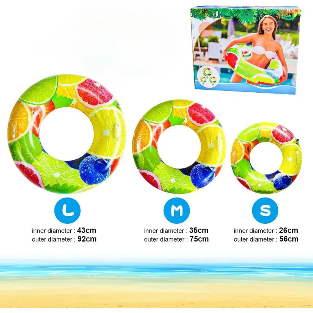 PVC retro striped swimming ring thickened lifebuoy children's swimming inflatable floating ring children's beach toy pool party 5