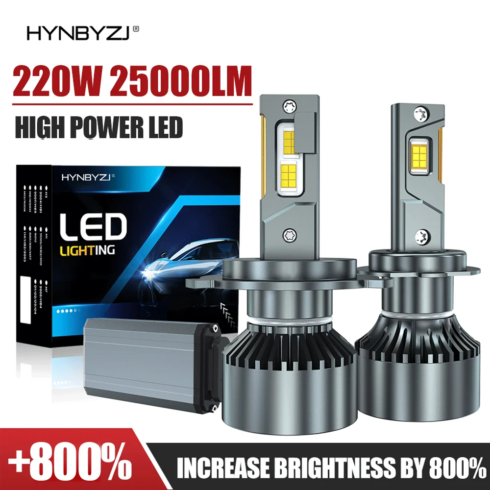 

HYNBYZJ 220W 25000LM H7 H4 LED Headlights H11 H8 H9 HB3 9005 HB4 9006 9012 H1 LED Lights for Car 12V 24V 6000K Auto Lamp Bulbs