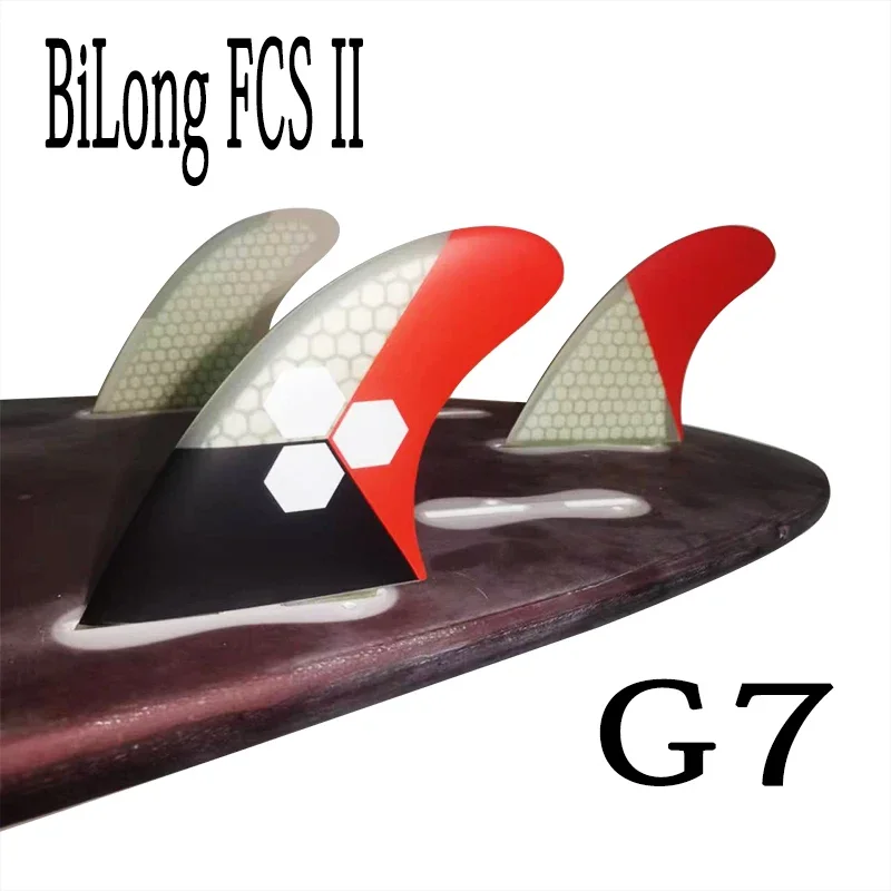 Surfboard Fin BiLong FCS II G7 Surfboard Fins Thruster Fiberglass Honeycomb with Carbon L Size