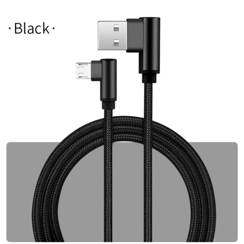 long android charger 1m Android Micro USB Cable 90 Degree Angled Charging Cord Nylon Braided Data Sync Wire for Samsung/Sony/Xiaomi Universal Phones android type charger Cables