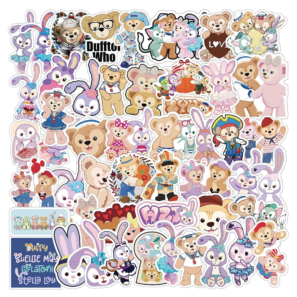 10/30/50pcs Kawaii Disney Duffy Bear StellaLou Cartoon Stickers DIY Water Bottle Phone Diary Waterproof Cute Decoration Sticker