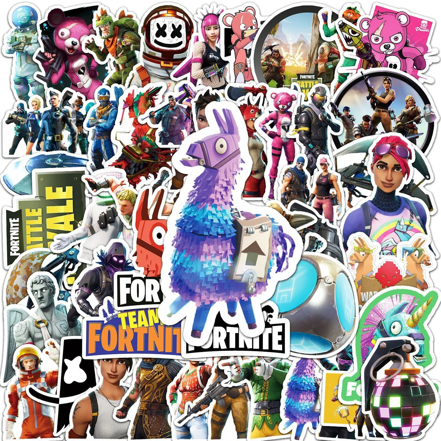 

50pcs Fortnite Stickers Graffiti Stickers Personalized Games Peripherals DIY Waterproof Skateboard Luggage Stickers Kids Gifts