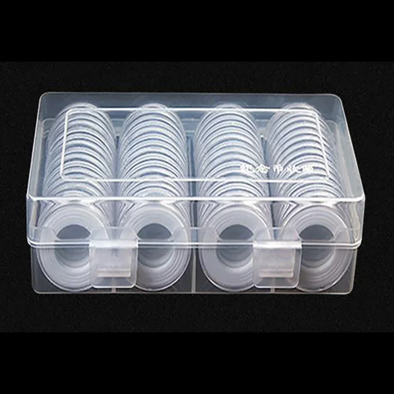 60Pcs Clear Transparent Coin Capsule Holder 33mm Round Boxed Coin Holder Plastic Storage Collectable Display Cases with capsules 4