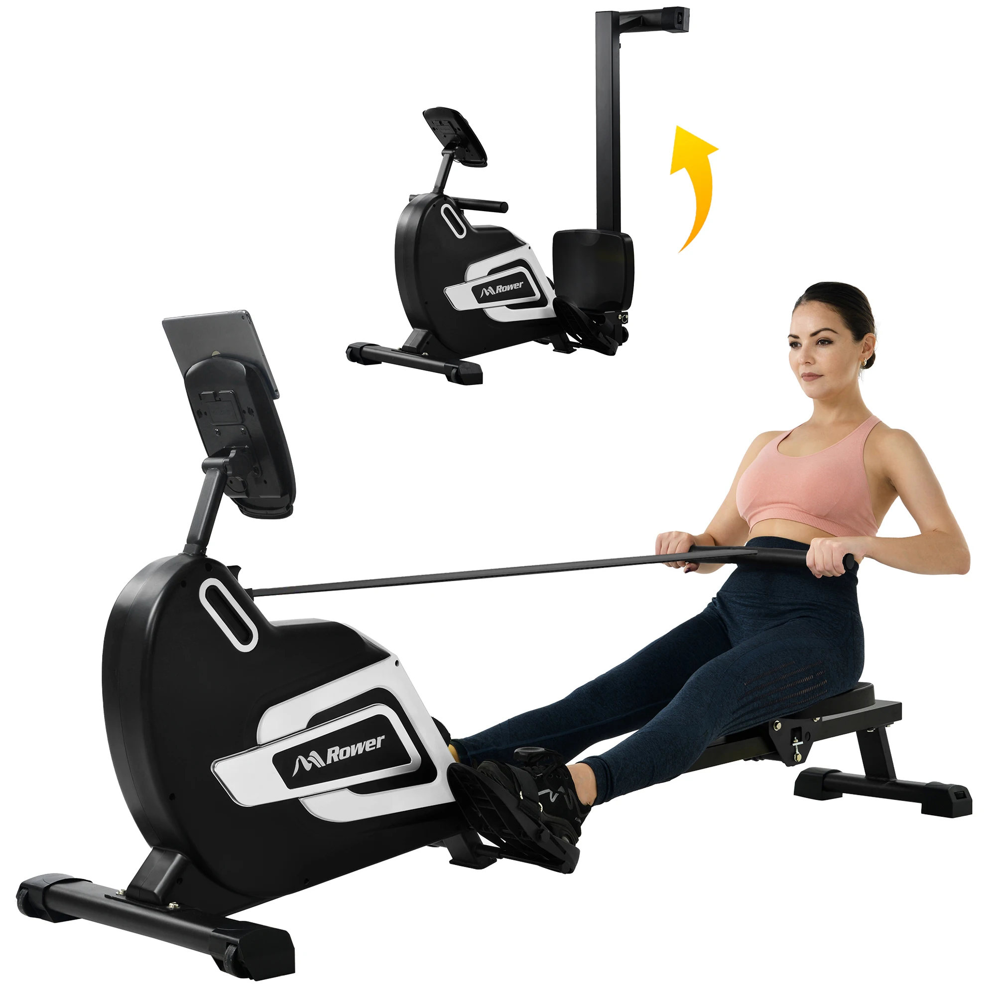 

Magnetic Rowing Machine Folding Rower with 14 Level Resistance Adjustable, LCD Monitor and Tablet Holder for Foldable Rower Home