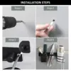 Hair Dryer Holder Hair Care & Styling Tool Organizer Aluminum Wall Mounted Hair Dryer Rack Rust Proof Bathroom Storage Basket 4