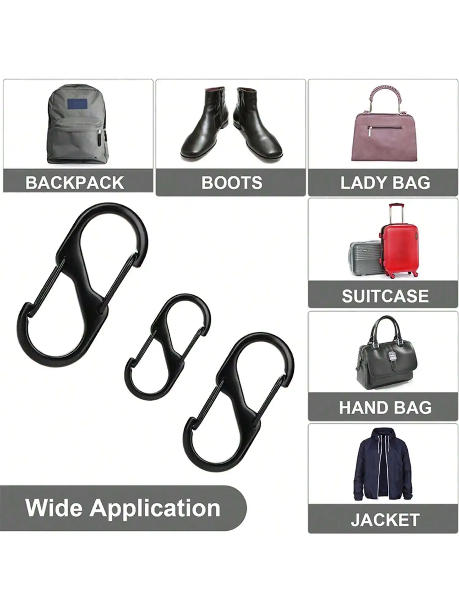 Description Picture 6 of itemZipper clip anti-theft device,backpack zipper lock, dual spring S-hook loop zipper clip anti-theft device (black)