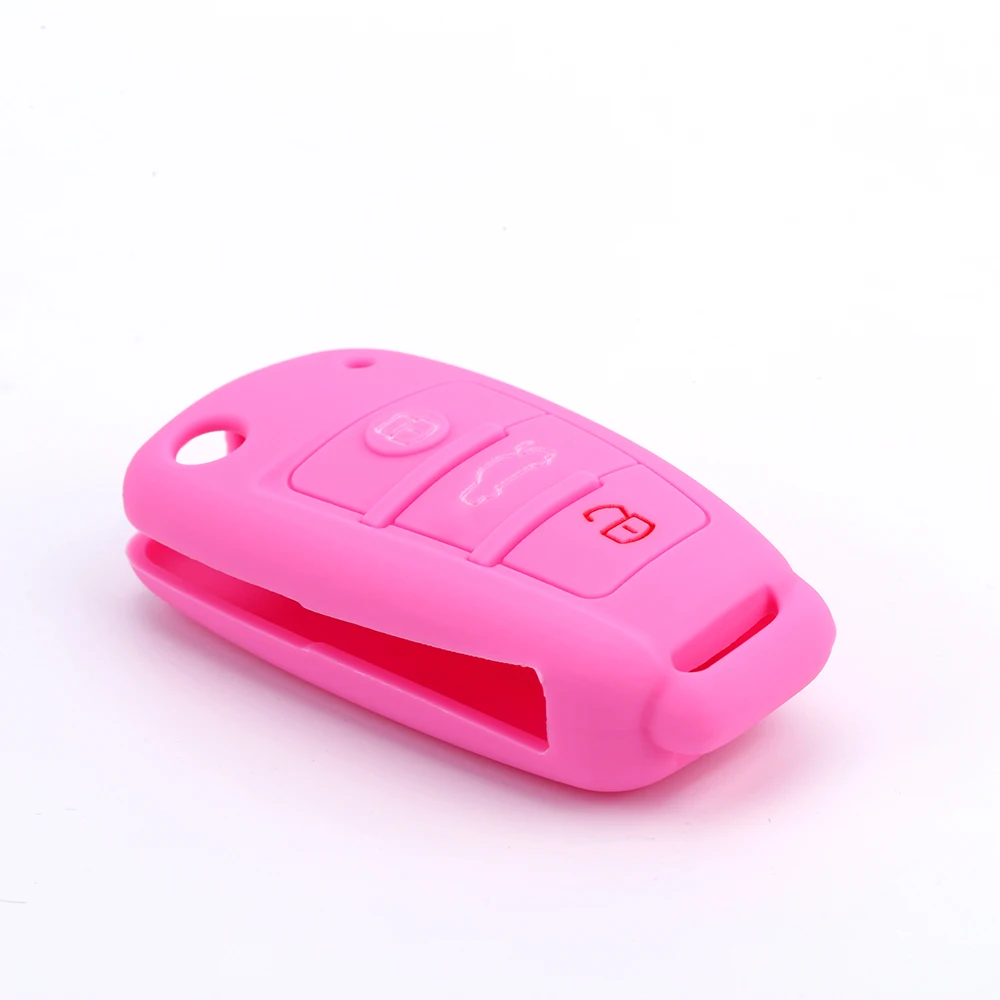 Silicone Cases Protector Cover For Audi A1 A3 A6 Q2 Q3 Q7 TT TTS R8 S3 S6 RS3 RS6 3 Buttons Folding Remote Control Car key