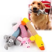 Trendy Pet Toys Plush Sound  Squeaky Toy Bite-Resistant Clean Dog Chew Puppy Training Toy Soft Duck Elephant Pig  Pet Supplies