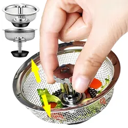 Kitchen Sink Filter Stainless Steel Anti-blocking Sink Sewer Strainers Bathroom Floor Drains Net Hair Catcher Garbage Filters
