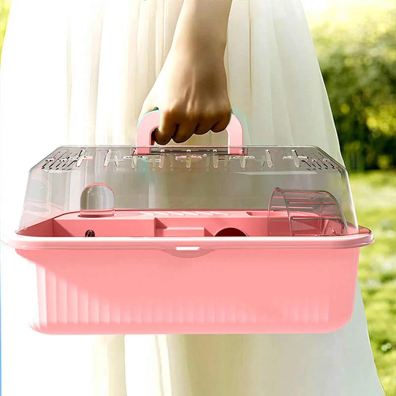 Small Animal Cage Hamster Home Habitat, Portable with Handle Design Pet House Pet Carrier for Rats Gerbil Mice Hedgehog