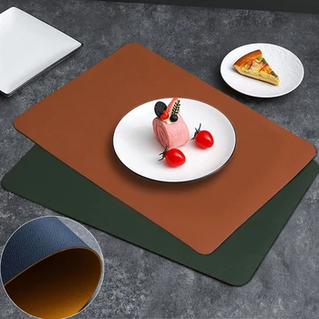 Tovaglietta in pelle vegana bifacciale, tovaglietta da tavolo da pranzo, tovaglietta impermeabile resistente al calore per cene eleganti e pratiche 1/4/10 pezzi 1