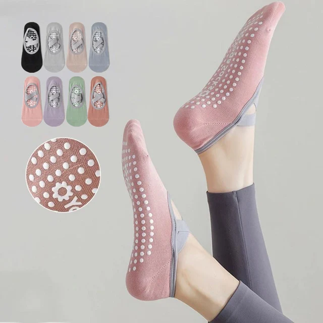 Breathable Towel Bottom Yoga Socks Women Silicone Non-Slip Bandage Pilates Sock Ladies Ballet Dance Fitness Workout Cotton Socks 3