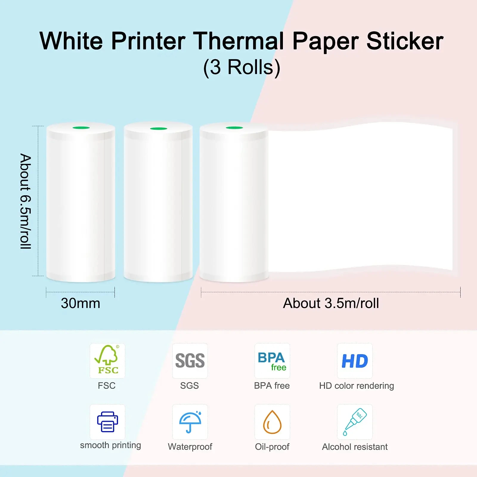 Thermal Paper HD Mini Labels Sticker Colors Photo Papers 56mm Rolls PeriPage Paperang Meow Phomemo Niimbot Portable Printer
