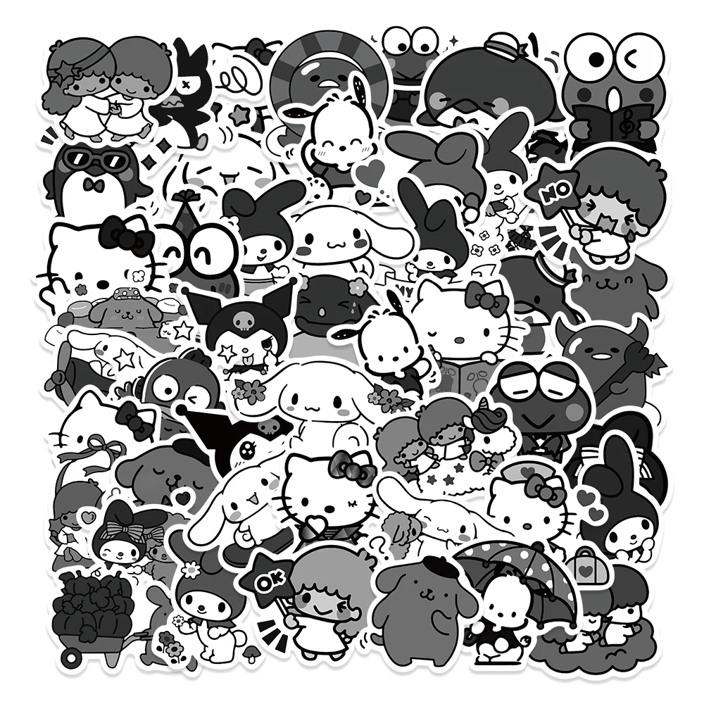 50 Pcs Kuromi Stickers Pack Kitty White Theme Waterproof Sticker