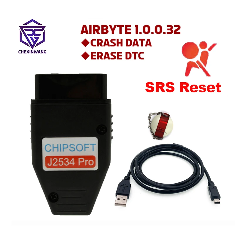 

Chipsoft J2534 Pro VCI With AirByte 1.0.0.32 Software Airbag Reset Diagnostic Tool for SRS ECU CAN BUS K-LINE Crash Data Resert