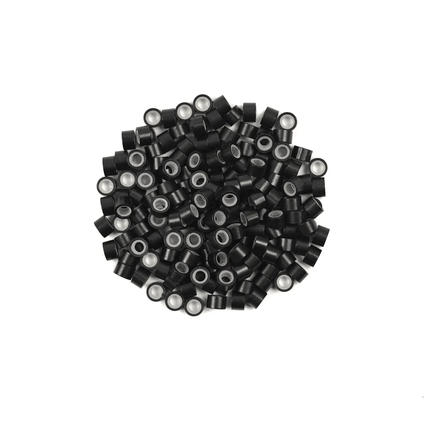 200/500pcs 4.5mm 실리콘 라이닝 마이크로 링크 링 알루미늄 헤어 익스텐션 비즈 블랙 다크 브라운 I 팁 헤어 익스텐션용