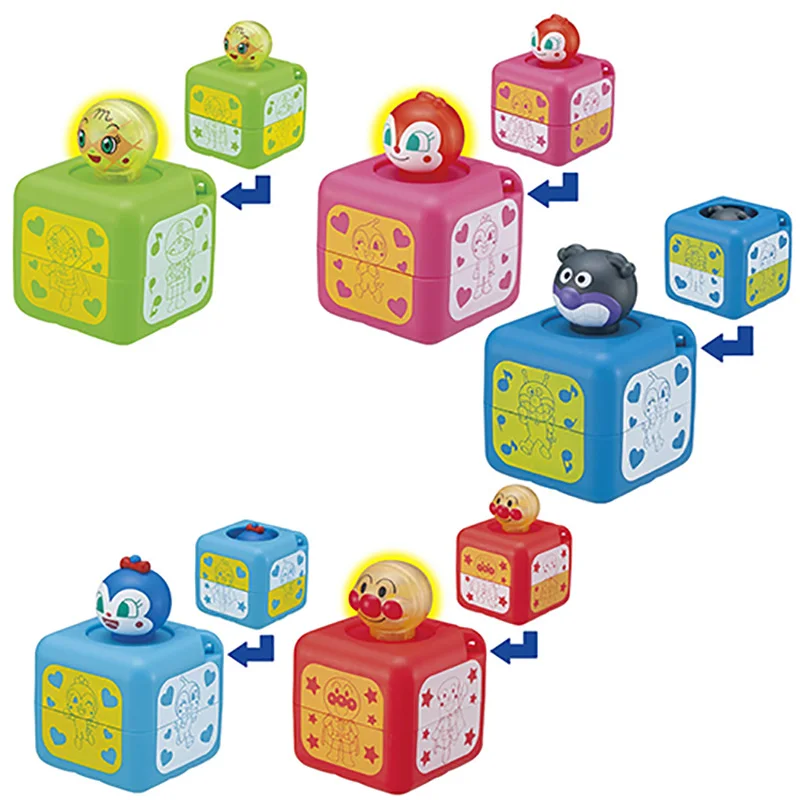 Bandai Genuine Gashapon Toys Anpanman Dochin-Chan Melonpanna Creativo Incandescente Rotante Cubo Di Rubik Puzzle Ciondolo Giocattoli