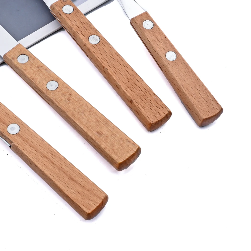 24Pcs Cutlery Wooden Handle Cutlery Set Stainless Steel Tableware Knife Fork Tea Spoon Silverware Western Flatware cutlery set western style cutlery set stainless steel cutlery set wooden cutlery set