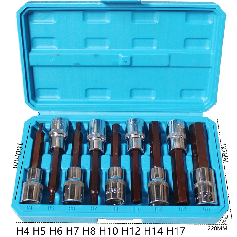 

9Pcs/Set 1/2" Pressure Batch Sleeve Group Sets Screwdriver Socket Socket Batch Head Set Sleeve Head Machine Motor Repairing Tool