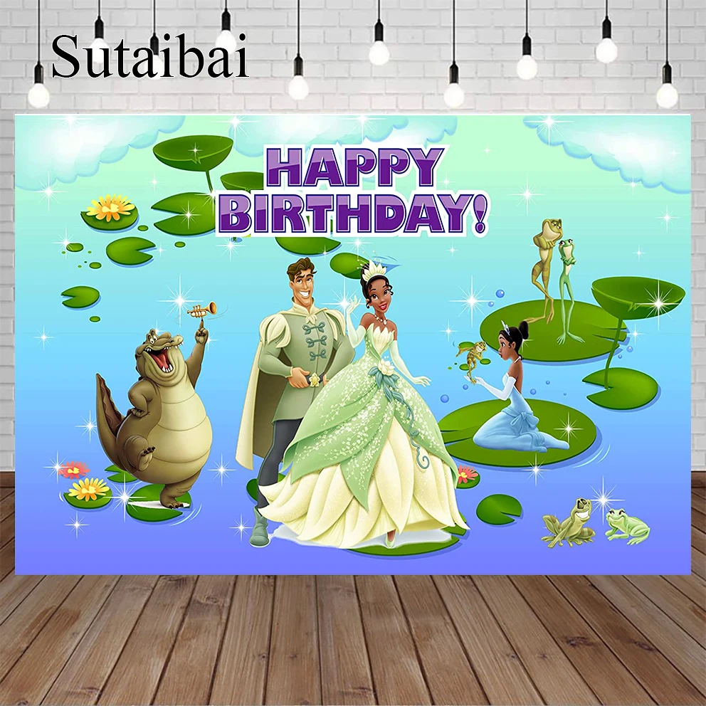 Disney Princess And The Frog Fondale Tiana Photography Background Baby Shower Girl Birthday Party Cake Table Banner Decoration