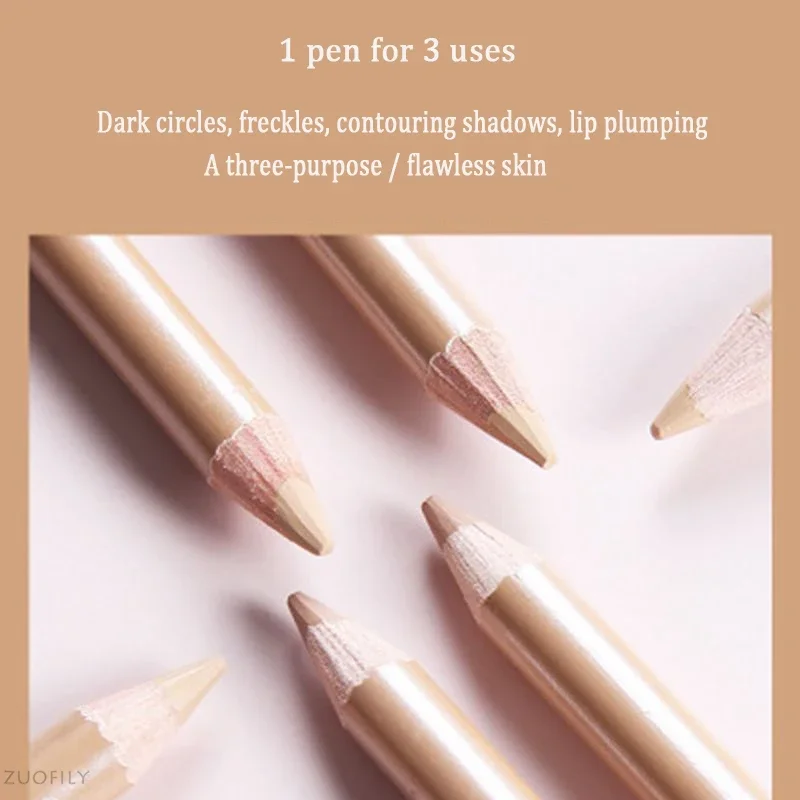 3D Concealer Pencil Covers Acne Spots Dark Circles Wooden Rod Natural Contour Cosmetic Face Makeup Brighten Pen Covers Tools 5