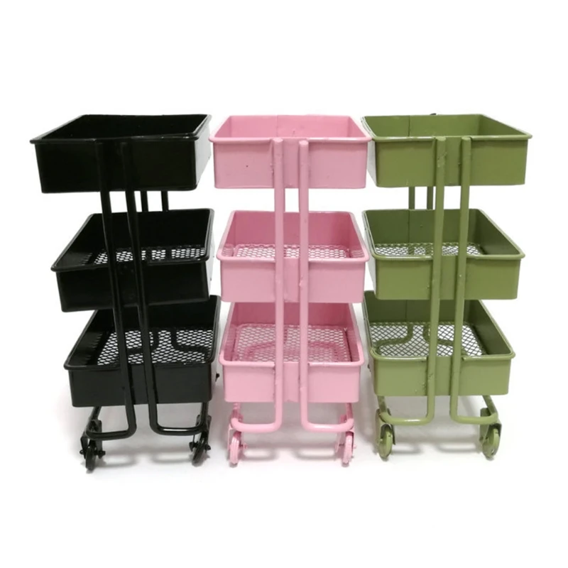 Mini Trolley Floor Storage Rack with Wheel Shelf Bookshelf Storage Display Rack Decoration Collection Accessories 2