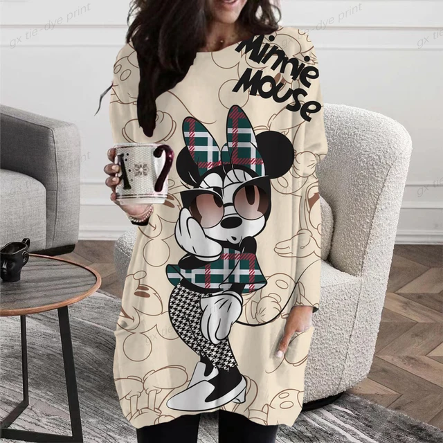 Disney-Camiseta con estampado de Minnie y Mickey Mouse para mujer, Tops  informales de manga larga, Jersey suelto, camisa básica de talla grande  5XL, invierno y otoño - AliExpress