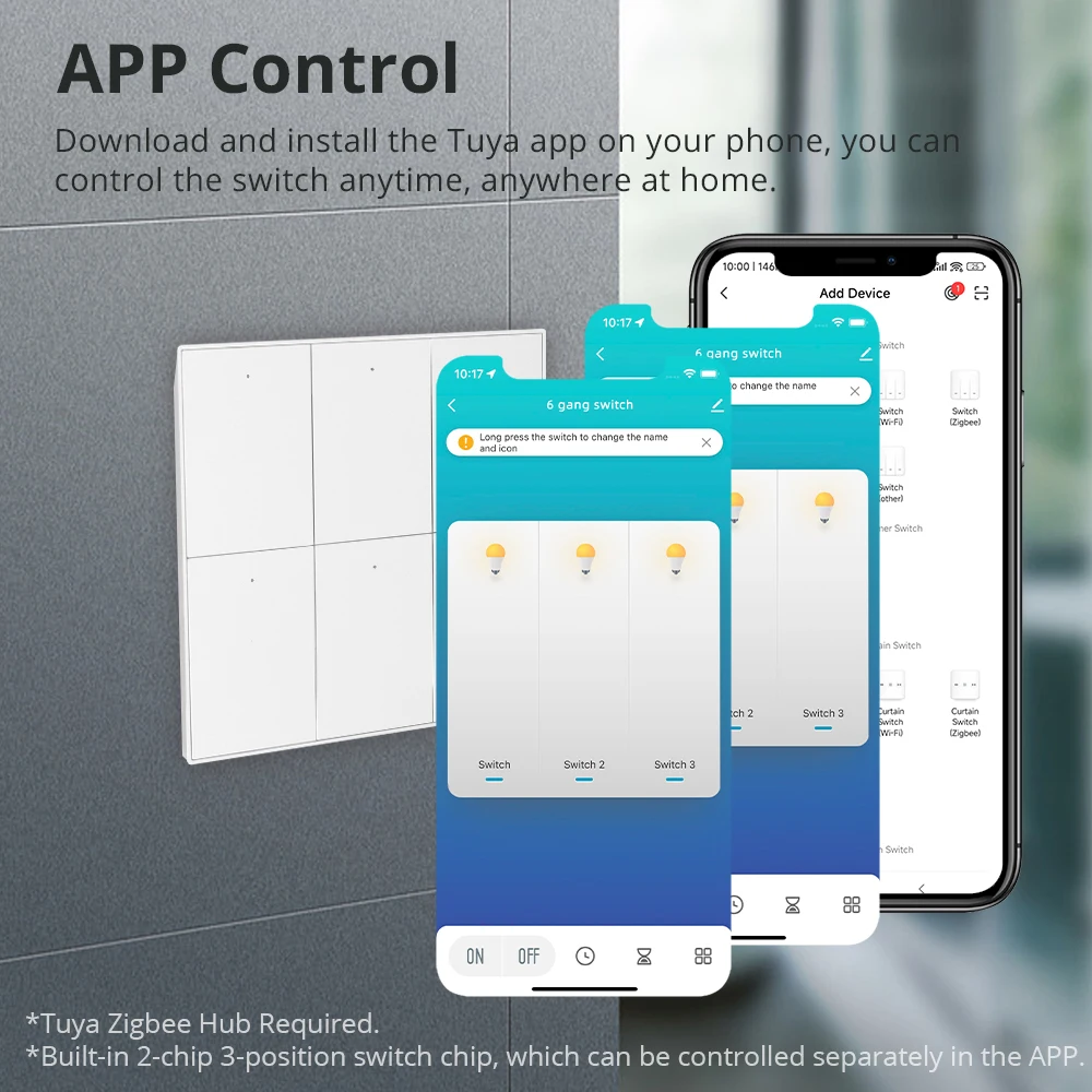 Zemismart Tuya Zigbee Gang Empurrar Interruptores de Luz de Parede 4x4 com Interruptor Neutro Alexa Google Casa Smartthings App Controle - Image 3