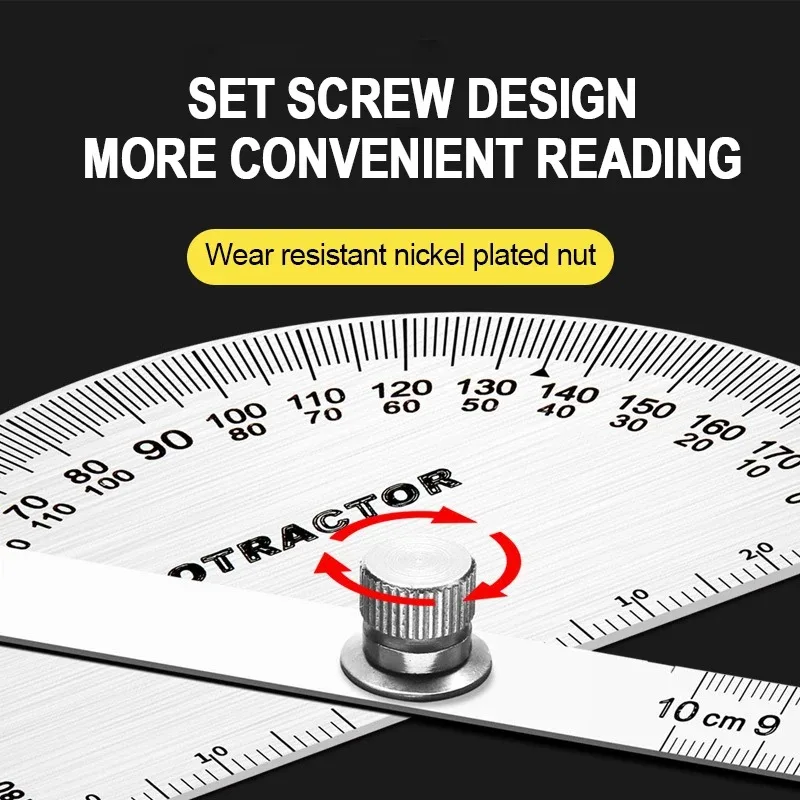 Stainless Steel Rotating Protractor 180&deg; Angle Gauge Finder High Precision Metal Protractor Woodworking Metal Measuring Ruler digital angle protractor,angle measuring tool,angle protractor