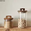 Wooden Lid Glass Storage Jar Creative Modern Household Miscellaneous Grain Storage Jar Kitchen Food Sealed Jar Storage Ornaments 3