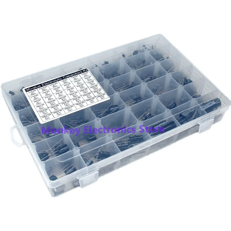 Aluminum Electrolytic Capacitor Set Box DIP 25V/35V 0.1uf-2200uf 36Value 960pcs