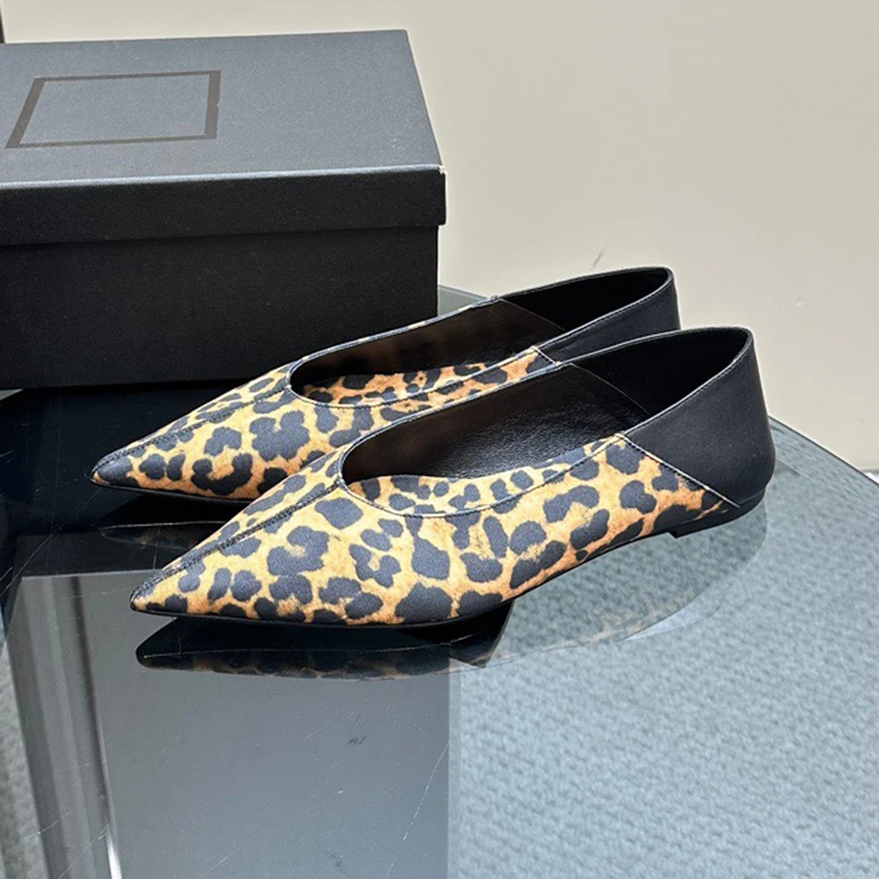 

Ladies New Pointed Toe Single Shoes Autumn Shallow Mouth Design Anti-Odor Leisure Shoes Genuine Leather Material Female Loafers