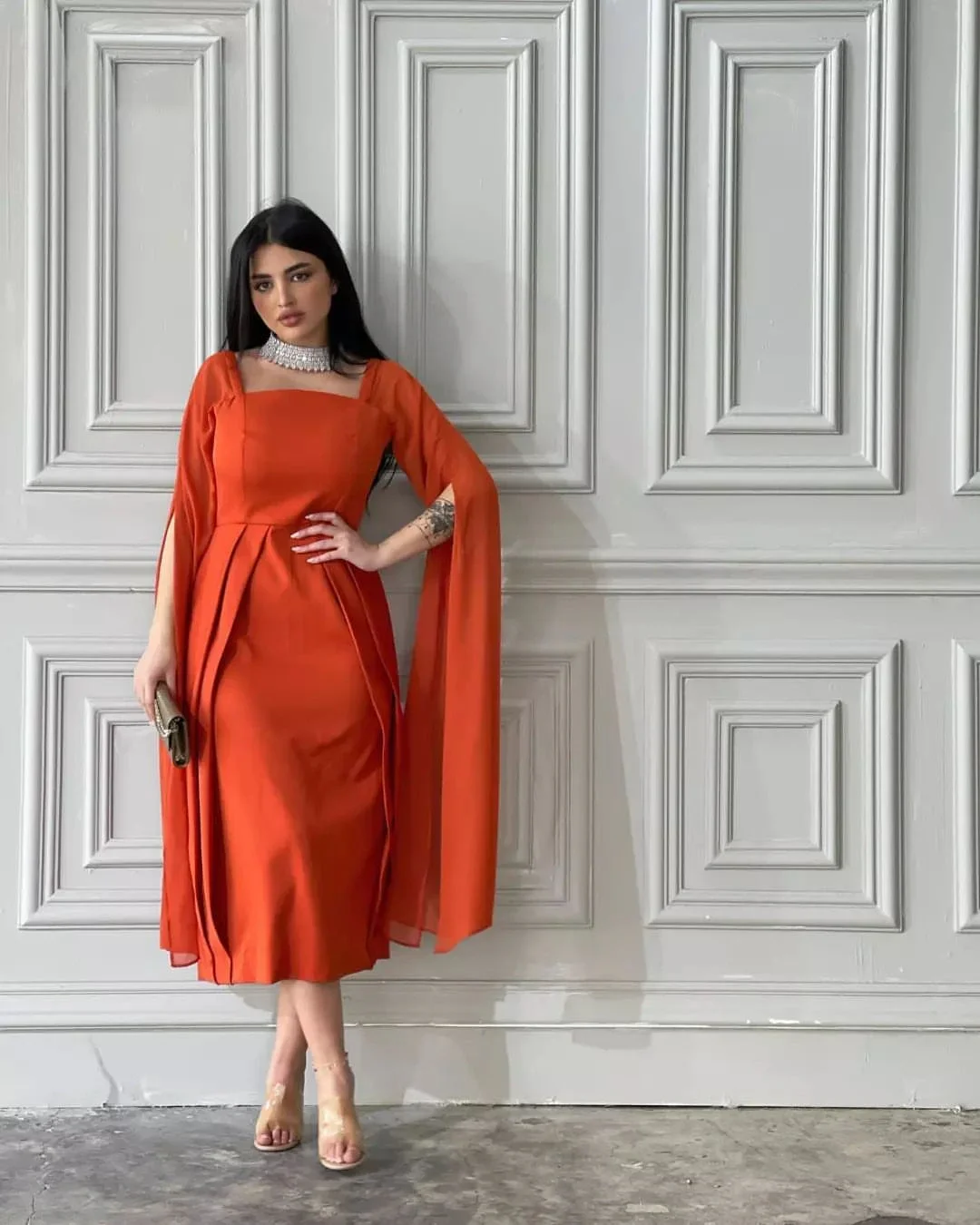 

Koendye Prom Dresses 2024 Saudi Arabia Women Wear Long Sleeves Formal Occasion Party Evening Tea Length Short Banquet Gowns